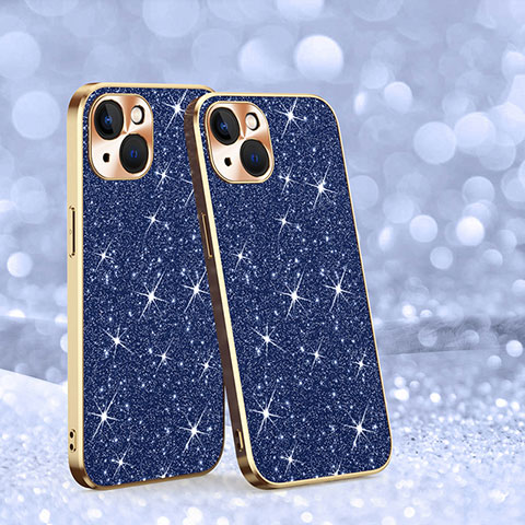 Silikon Hülle Handyhülle Gummi Schutzhülle Flexible Tasche Bling-Bling AC1 für Apple iPhone 14 Blau