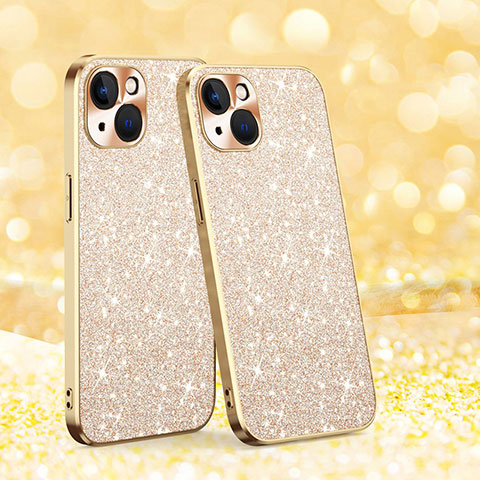 Silikon Hülle Handyhülle Gummi Schutzhülle Flexible Tasche Bling-Bling AC1 für Apple iPhone 14 Gold