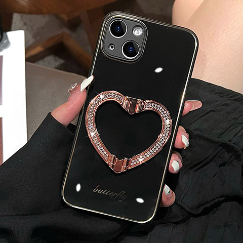 Silikon Hülle Handyhülle Gummi Schutzhülle Flexible Tasche Bling-Bling JL1 für Apple iPhone 14 Plus Schwarz