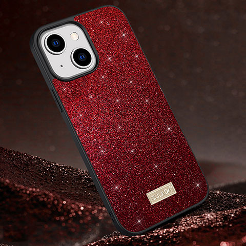 Silikon Hülle Handyhülle Gummi Schutzhülle Flexible Tasche Bling-Bling LD1 für Apple iPhone 15 Rot