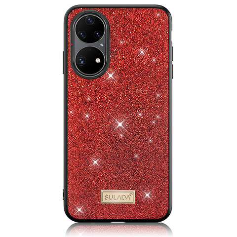 Silikon Hülle Handyhülle Gummi Schutzhülle Flexible Tasche Bling-Bling LD1 für Huawei P50 Pro Rot