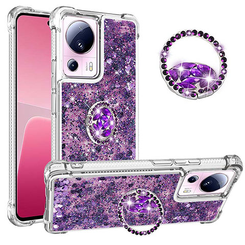 Silikon Hülle Handyhülle Gummi Schutzhülle Flexible Tasche Bling-Bling mit Fingerring Ständer S01 für Xiaomi Civi 2 5G Violett