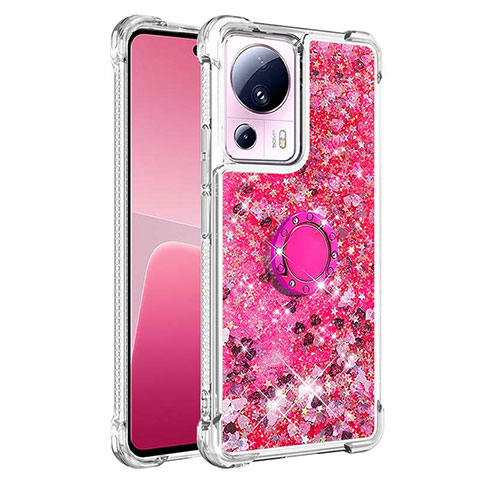 Silikon Hülle Handyhülle Gummi Schutzhülle Flexible Tasche Bling-Bling mit Fingerring Ständer S01 für Xiaomi Mi 12 Lite NE 5G Pink