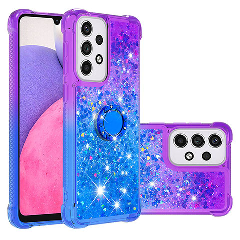 Silikon Hülle Handyhülle Gummi Schutzhülle Flexible Tasche Bling-Bling mit Fingerring Ständer S02 für Samsung Galaxy A33 5G Violett