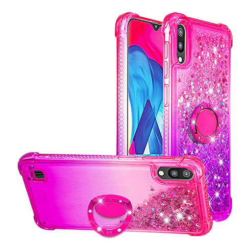 Silikon Hülle Handyhülle Gummi Schutzhülle Flexible Tasche Bling-Bling mit Fingerring Ständer S02 für Samsung Galaxy M10 Pink