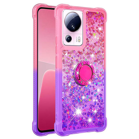 Silikon Hülle Handyhülle Gummi Schutzhülle Flexible Tasche Bling-Bling mit Fingerring Ständer S02 für Xiaomi Mi 12 Lite NE 5G Pink