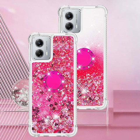 Silikon Hülle Handyhülle Gummi Schutzhülle Flexible Tasche Bling-Bling mit Fingerring Ständer YB1 für Motorola Moto G 5G (2023) Pink