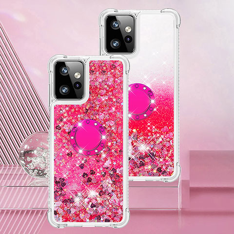 Silikon Hülle Handyhülle Gummi Schutzhülle Flexible Tasche Bling-Bling mit Fingerring Ständer YB1 für Motorola Moto G Power 5G (2023) Pink