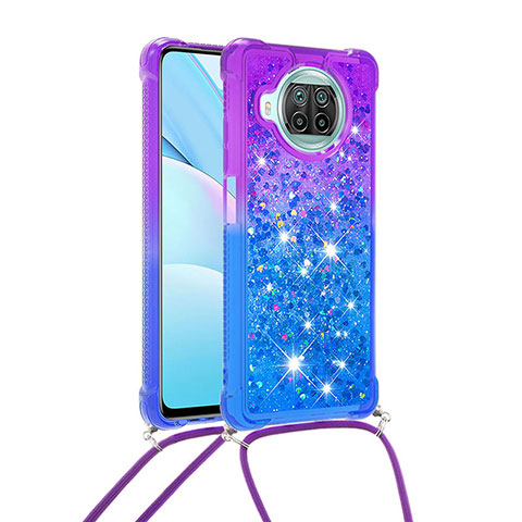 Silikon Hülle Handyhülle Gummi Schutzhülle Flexible Tasche Bling-Bling mit Schlüsselband Lanyard S01 für Xiaomi Mi 10i 5G Violett