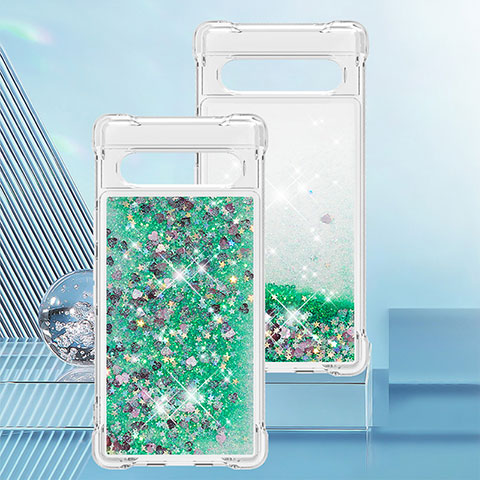 Silikon Hülle Handyhülle Gummi Schutzhülle Flexible Tasche Bling-Bling S01 für Google Pixel 7a 5G Grün