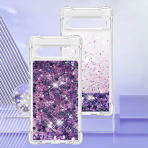 Silikon Hülle Handyhülle Gummi Schutzhülle Flexible Tasche Bling-Bling S01 für Google Pixel 7a 5G Violett