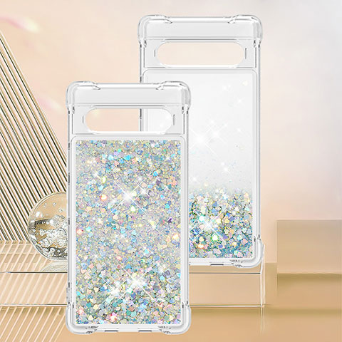 Silikon Hülle Handyhülle Gummi Schutzhülle Flexible Tasche Bling-Bling S01 für Google Pixel 7a 5G Weiß