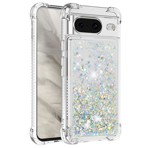 Silikon Hülle Handyhülle Gummi Schutzhülle Flexible Tasche Bling-Bling S01 für Google Pixel 8 5G Weiß