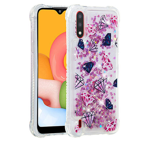 Silikon Hülle Handyhülle Gummi Schutzhülle Flexible Tasche Bling-Bling S01 für Samsung Galaxy A01 SM-A015 Helles Lila