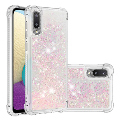 Silikon Hülle Handyhülle Gummi Schutzhülle Flexible Tasche Bling-Bling S01 für Samsung Galaxy A02 Rosa