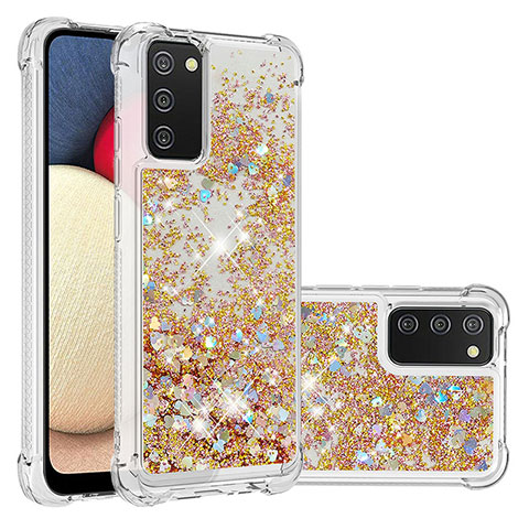 Silikon Hülle Handyhülle Gummi Schutzhülle Flexible Tasche Bling-Bling S01 für Samsung Galaxy A02s Gold