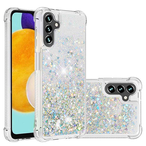 Silikon Hülle Handyhülle Gummi Schutzhülle Flexible Tasche Bling-Bling S01 für Samsung Galaxy A04s Silber