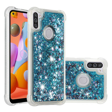 Silikon Hülle Handyhülle Gummi Schutzhülle Flexible Tasche Bling-Bling S01 für Samsung Galaxy A11 Blau