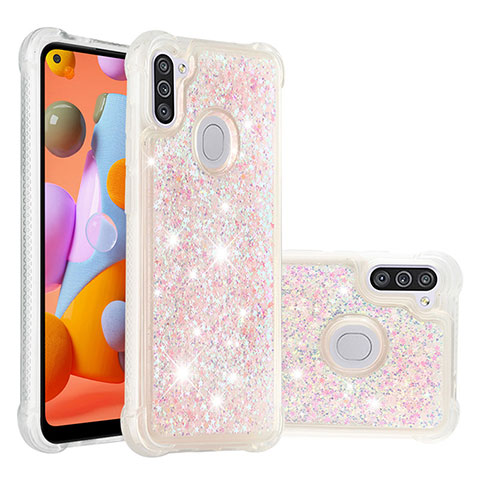 Silikon Hülle Handyhülle Gummi Schutzhülle Flexible Tasche Bling-Bling S01 für Samsung Galaxy A11 Rosa