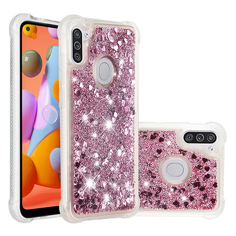 Silikon Hülle Handyhülle Gummi Schutzhülle Flexible Tasche Bling-Bling S01 für Samsung Galaxy A11 Rot