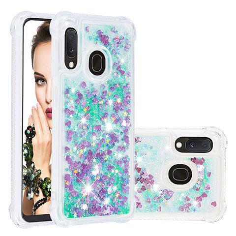 Silikon Hülle Handyhülle Gummi Schutzhülle Flexible Tasche Bling-Bling S01 für Samsung Galaxy A20e Grün