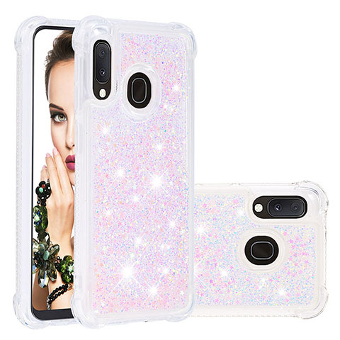 Silikon Hülle Handyhülle Gummi Schutzhülle Flexible Tasche Bling-Bling S01 für Samsung Galaxy A20e Rosa