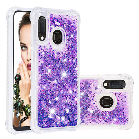 Silikon Hülle Handyhülle Gummi Schutzhülle Flexible Tasche Bling-Bling S01 für Samsung Galaxy A20e Violett