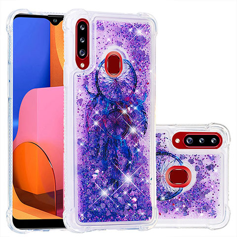 Silikon Hülle Handyhülle Gummi Schutzhülle Flexible Tasche Bling-Bling S01 für Samsung Galaxy A20s Violett