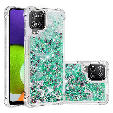 Silikon Hülle Handyhülle Gummi Schutzhülle Flexible Tasche Bling-Bling S01 für Samsung Galaxy A22 4G Grün