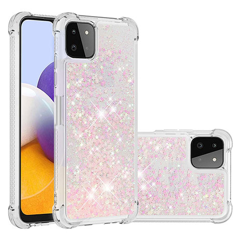 Silikon Hülle Handyhülle Gummi Schutzhülle Flexible Tasche Bling-Bling S01 für Samsung Galaxy A22s 5G Rosa