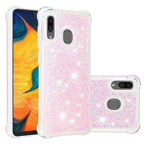 Silikon Hülle Handyhülle Gummi Schutzhülle Flexible Tasche Bling-Bling S01 für Samsung Galaxy A30 Rosa