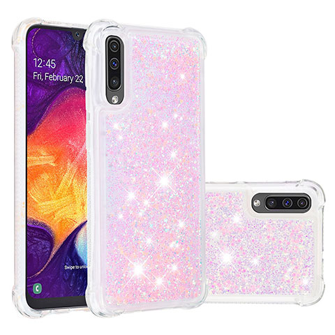 Silikon Hülle Handyhülle Gummi Schutzhülle Flexible Tasche Bling-Bling S01 für Samsung Galaxy A30S Rosa