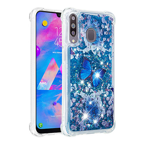 Silikon Hülle Handyhülle Gummi Schutzhülle Flexible Tasche Bling-Bling S01 für Samsung Galaxy A40s Blau