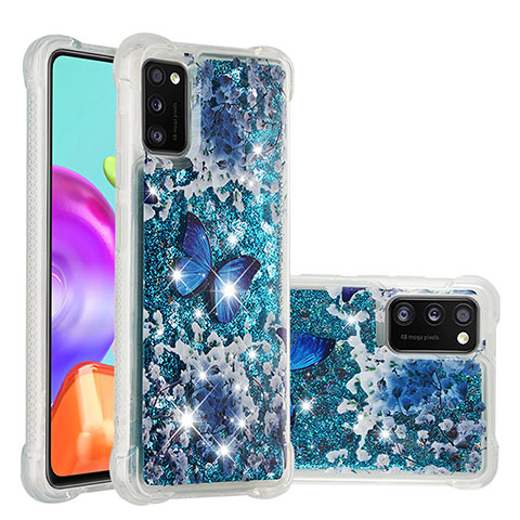 Silikon Hülle Handyhülle Gummi Schutzhülle Flexible Tasche Bling-Bling S01 für Samsung Galaxy A41 Blau