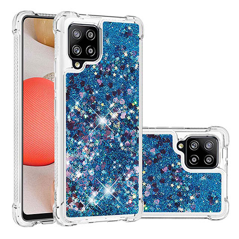 Silikon Hülle Handyhülle Gummi Schutzhülle Flexible Tasche Bling-Bling S01 für Samsung Galaxy A42 5G Blau