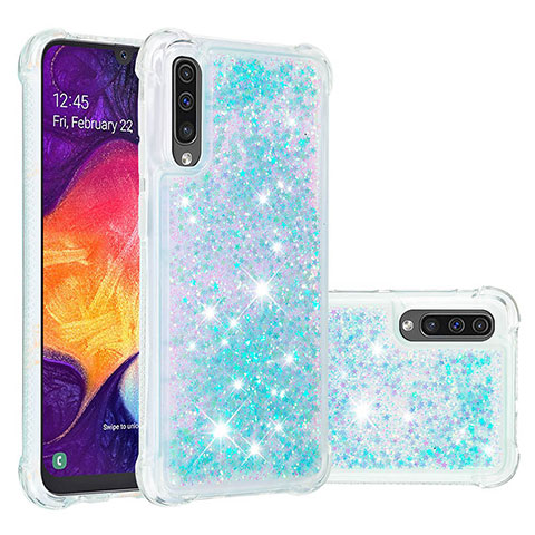 Silikon Hülle Handyhülle Gummi Schutzhülle Flexible Tasche Bling-Bling S01 für Samsung Galaxy A50S Hellblau