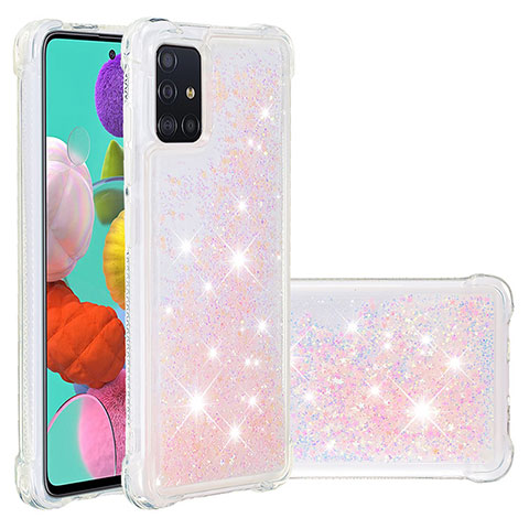 Silikon Hülle Handyhülle Gummi Schutzhülle Flexible Tasche Bling-Bling S01 für Samsung Galaxy A51 4G Rosa