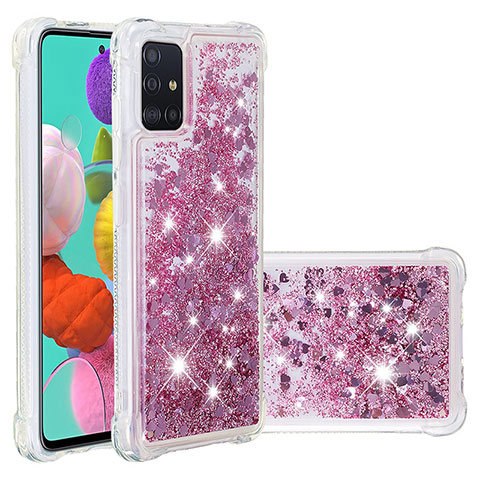 Silikon Hülle Handyhülle Gummi Schutzhülle Flexible Tasche Bling-Bling S01 für Samsung Galaxy A51 4G Rot