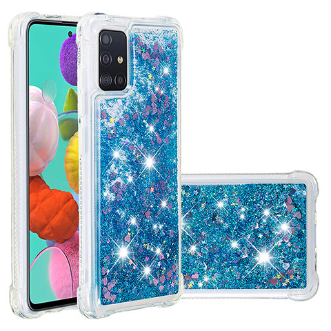 Silikon Hülle Handyhülle Gummi Schutzhülle Flexible Tasche Bling-Bling S01 für Samsung Galaxy A51 5G Blau