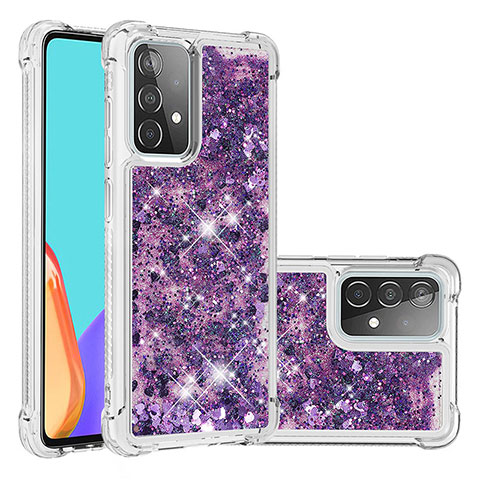 Silikon Hülle Handyhülle Gummi Schutzhülle Flexible Tasche Bling-Bling S01 für Samsung Galaxy A52 5G Violett