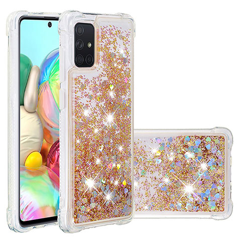 Silikon Hülle Handyhülle Gummi Schutzhülle Flexible Tasche Bling-Bling S01 für Samsung Galaxy A71 4G A715 Gold