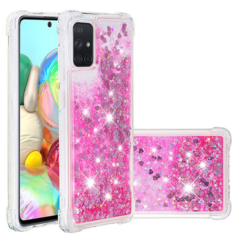 Silikon Hülle Handyhülle Gummi Schutzhülle Flexible Tasche Bling-Bling S01 für Samsung Galaxy A71 4G A715 Pink