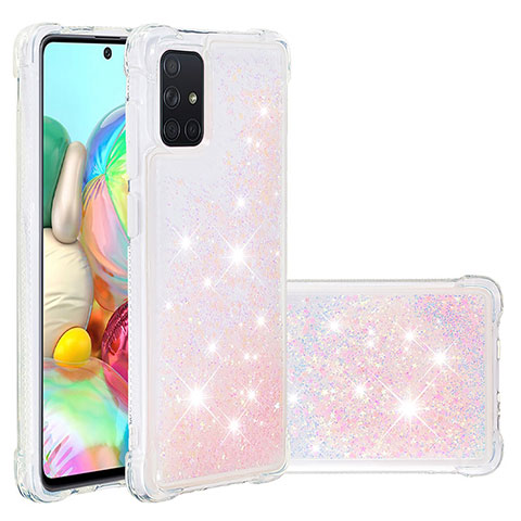 Silikon Hülle Handyhülle Gummi Schutzhülle Flexible Tasche Bling-Bling S01 für Samsung Galaxy A71 4G A715 Rosa