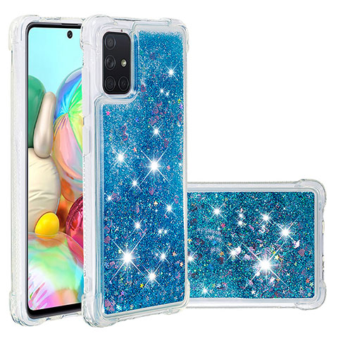 Silikon Hülle Handyhülle Gummi Schutzhülle Flexible Tasche Bling-Bling S01 für Samsung Galaxy A71 5G Blau