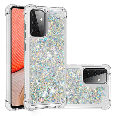 Silikon Hülle Handyhülle Gummi Schutzhülle Flexible Tasche Bling-Bling S01 für Samsung Galaxy A72 5G Silber