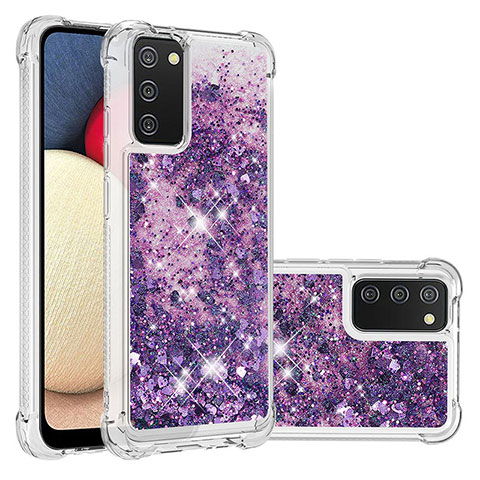 Silikon Hülle Handyhülle Gummi Schutzhülle Flexible Tasche Bling-Bling S01 für Samsung Galaxy F02S SM-E025F Violett