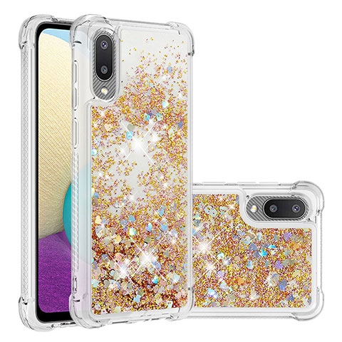 Silikon Hülle Handyhülle Gummi Schutzhülle Flexible Tasche Bling-Bling S01 für Samsung Galaxy M02 Gold