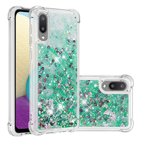 Silikon Hülle Handyhülle Gummi Schutzhülle Flexible Tasche Bling-Bling S01 für Samsung Galaxy M02 Grün