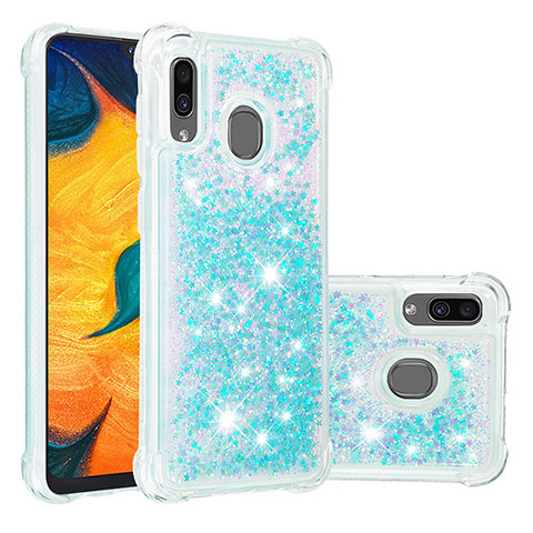 Silikon Hülle Handyhülle Gummi Schutzhülle Flexible Tasche Bling-Bling S01 für Samsung Galaxy M10S Hellblau