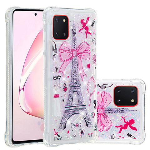 Silikon Hülle Handyhülle Gummi Schutzhülle Flexible Tasche Bling-Bling S01 für Samsung Galaxy M60s Rosa